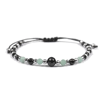 Bransoletka celebrytka czarny TURMALIN SZMARAGD HEMATYT ochrona i optymizm